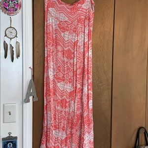 Orange and white long maxi skirt